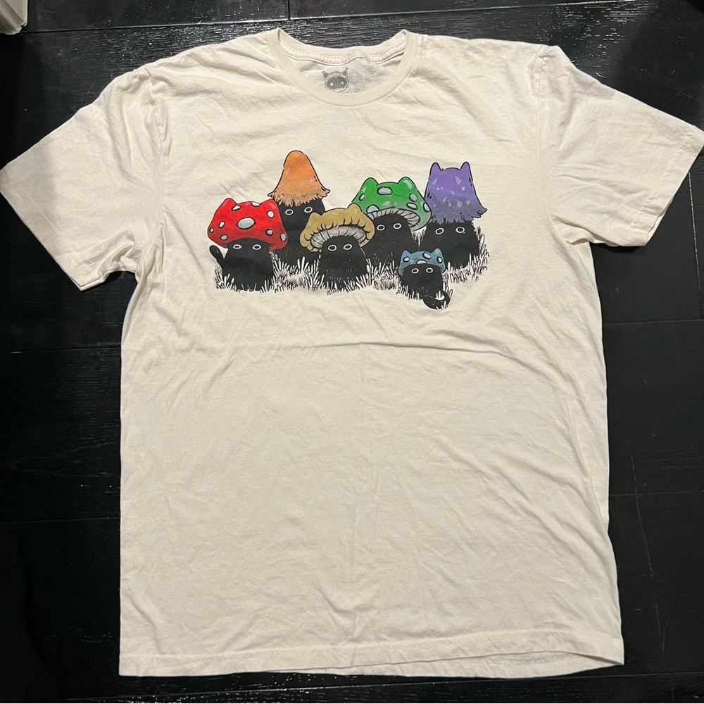 Stephanie Bales Mushroom Graphic T-Shirt Men’s Large Indie Art Tee